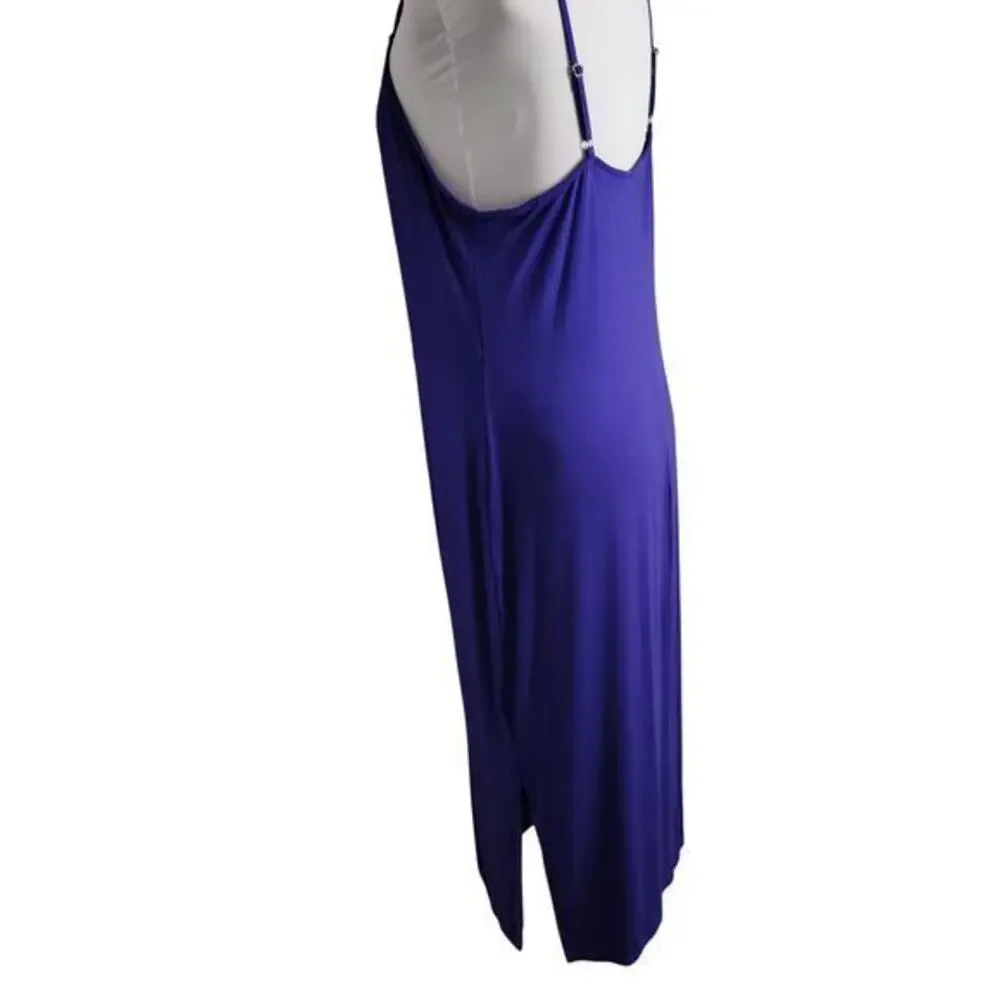 Womens Dress Size 1X Bodycon Sexy Stretchy Knot Adjustable Midi Purple Ava & Viv